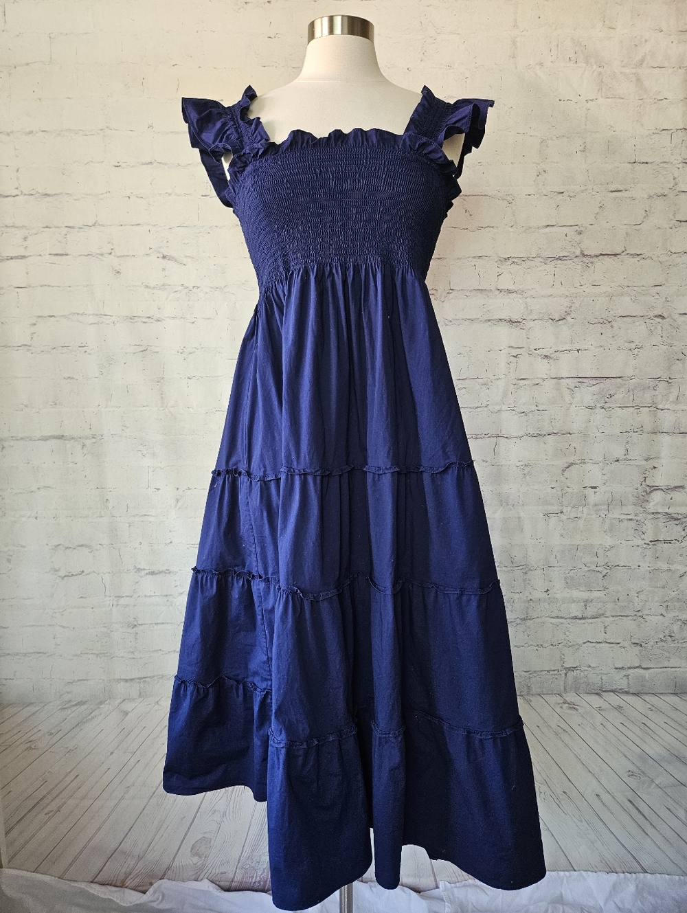 Hill House Ellie Nap Dress Navy Cotton Poplin Small